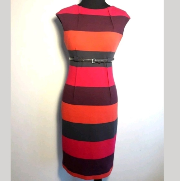 🌟SOLD🌟Calvin Klein Striped Sheath Dress Womens - Picture 2 of 8